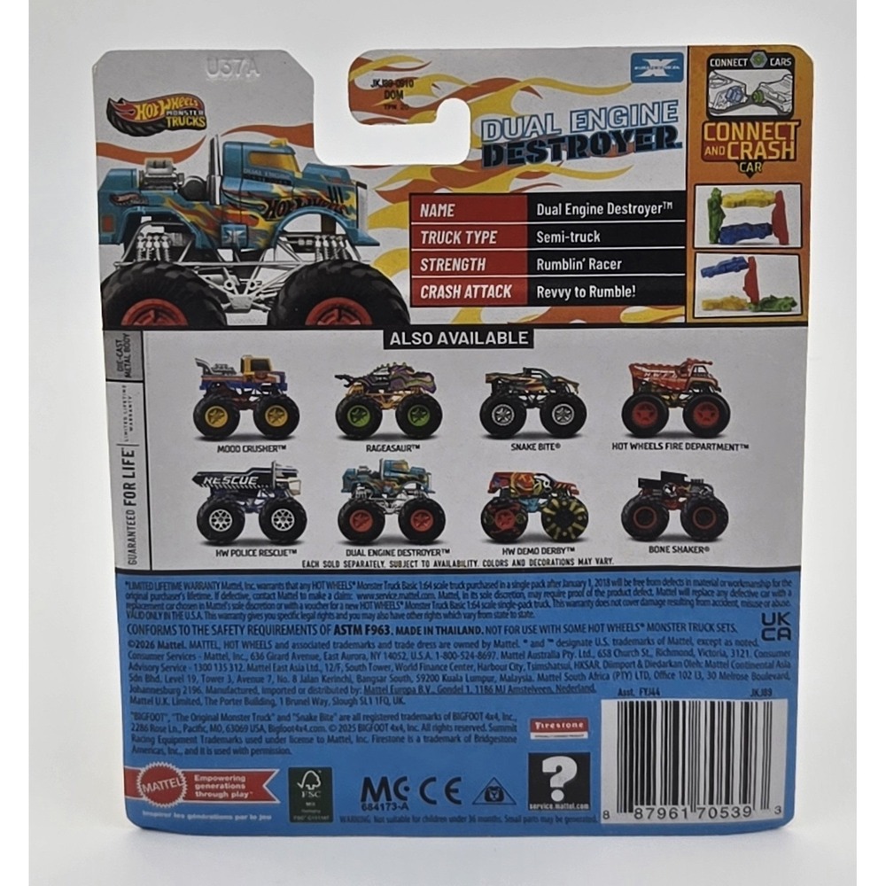 Hot Wheels Monster Trucks Dual Engine Destroyer 1:64 Diecast Crush Car New 2026 - Picture 4 of 7